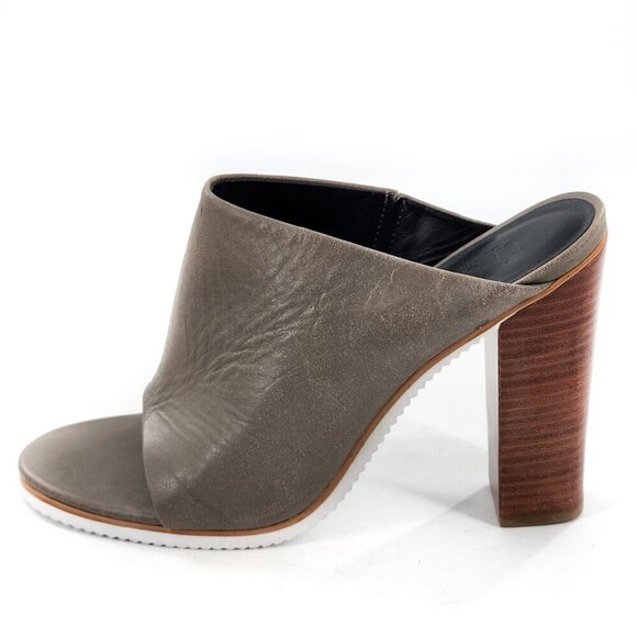 TIBI Bee Mules in Storm Gray Leather Open Toe - Picture 6 of 11